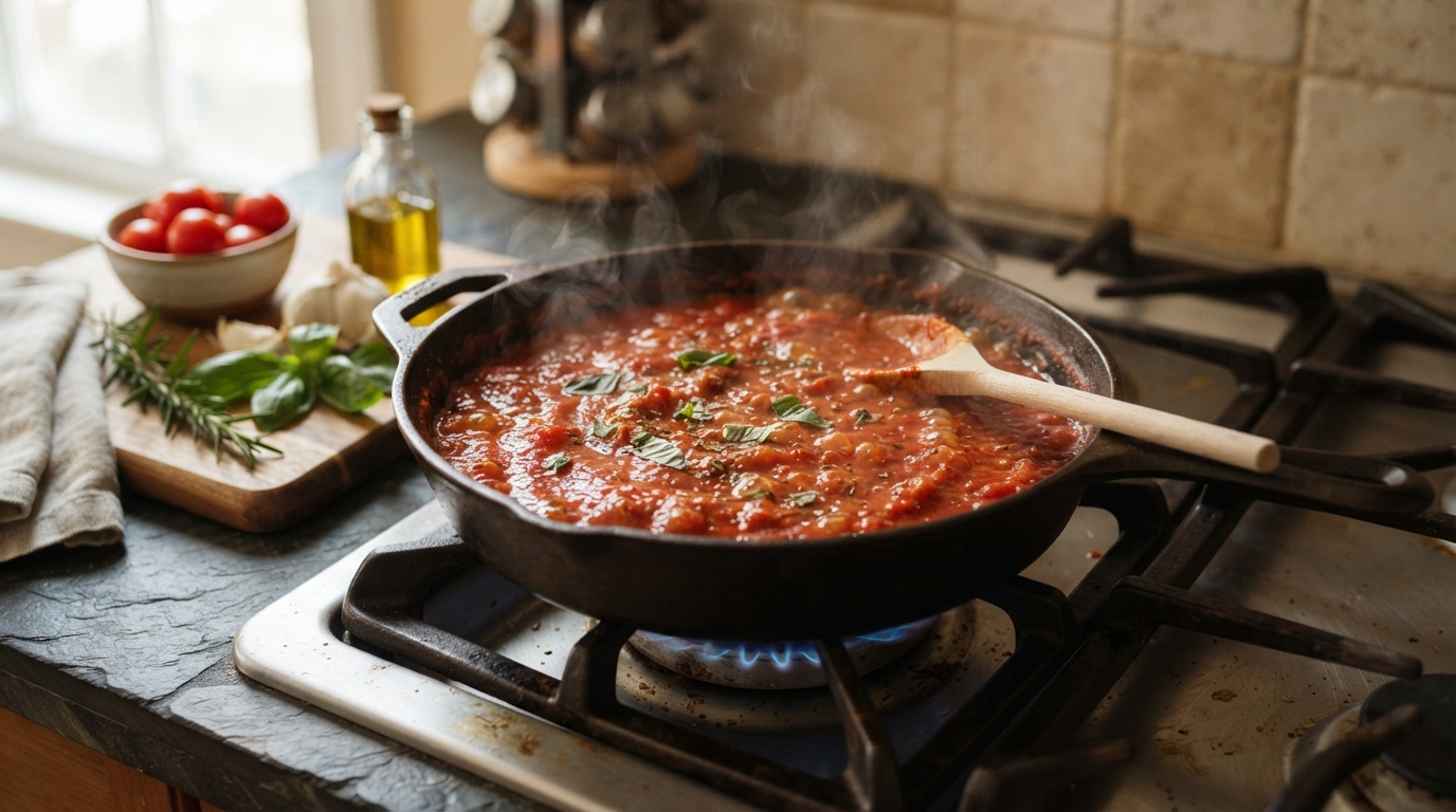 5-Minute Natural Tomato Sauce in a Skillet: Quick and Easy